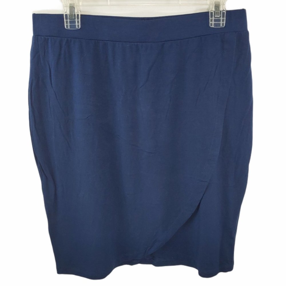 Tommy Bahama Solid Dark Blue Faux Wrap Skirt